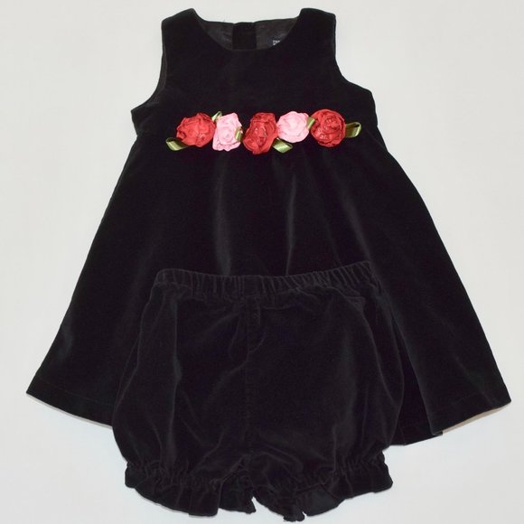 Children's Place Black Velvet Christmas Holiday Dress/Jumper - 24 Months - Picture 3 of 8